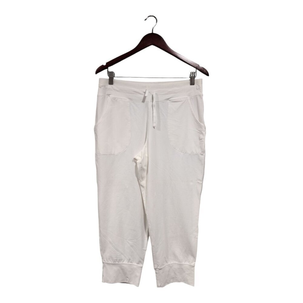 Coolibar Weekend Crop Jogger Pants Stretch Pockets UPF 50 White Sun Protection M